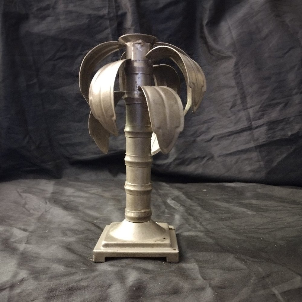 Vintage Privet House Galvanized KEY WEST PALM TREE Candle Stick